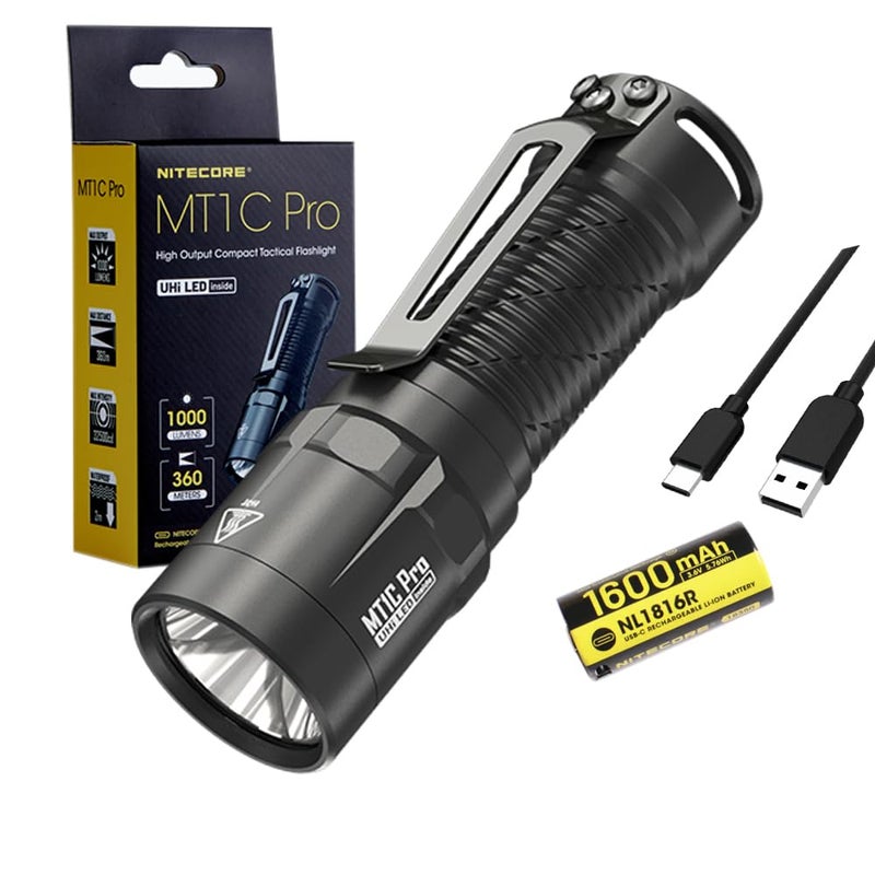Nitecore MT1C PRO Compact Everyday Carry Flashlight 1000 Lumens wBattery and EcoSensa USB C Charging Cable Included - Image 2