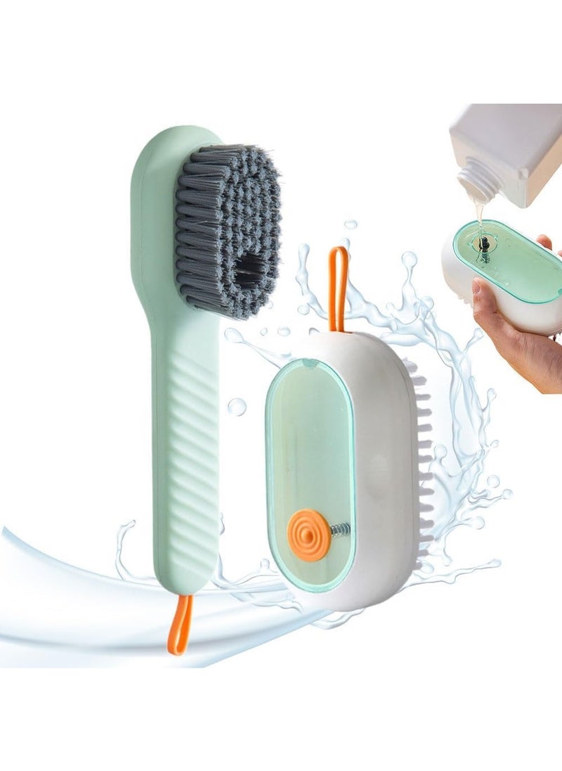 Generic 2 in 1 Multifunction Cleaning Brush,Liquid Shoe Cleaning Brush Laundry Brush with Soap Dispenser,Premium Bathroom Scrubber Soft Bristle Cleaning Brushes for Household Use (Green)  - Image 1