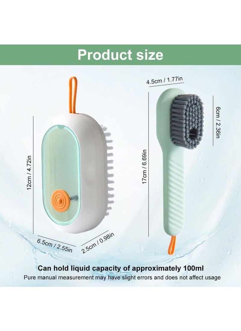 Generic 2 in 1 Multifunction Cleaning Brush,Liquid Shoe Cleaning Brush Laundry Brush with Soap Dispenser,Premium Bathroom Scrubber Soft Bristle Cleaning Brushes for Household Use (Green)  - Image 2