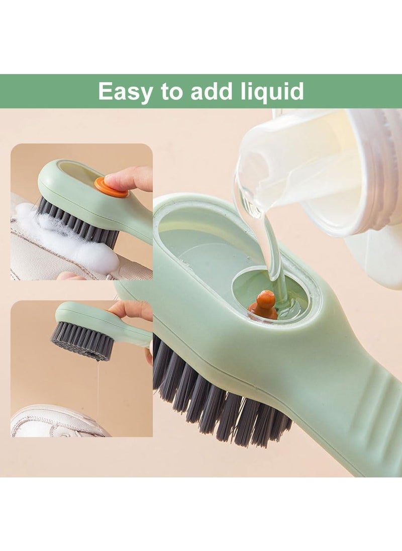 Generic 2 in 1 Multifunction Cleaning Brush,Liquid Shoe Cleaning Brush Laundry Brush with Soap Dispenser,Premium Bathroom Scrubber Soft Bristle Cleaning Brushes for Household Use (Green)  - Image 4
