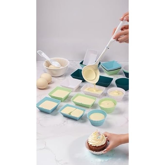 24Pack Reusable Silicone Cupcake Liners  3 Shapes Muffin Liners  Cake Molds  Multicolor Bento Lunch Box Dividers Included - Image 4