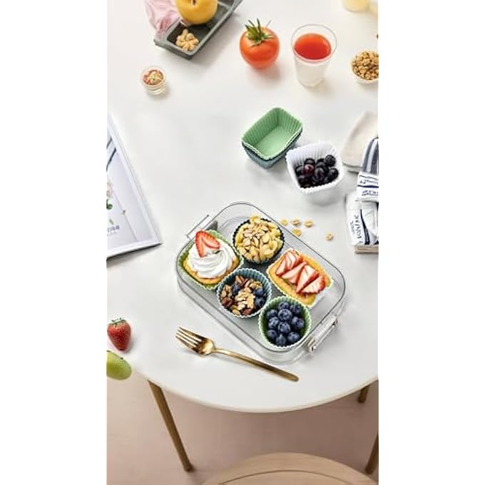 24Pack Reusable Silicone Cupcake Liners  3 Shapes Muffin Liners  Cake Molds  Multicolor Bento Lunch Box Dividers Included - Image 5