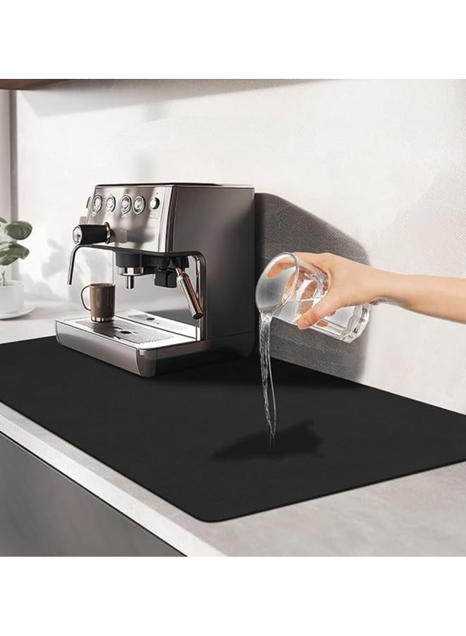 Coffee Mat, Coffee Machine Drying Mat with Non-Slip Rubber Bottom, Quick-Drying Mat for Coffee Machine, Kitchen, Sink, Tableware (Black)  - Image 2