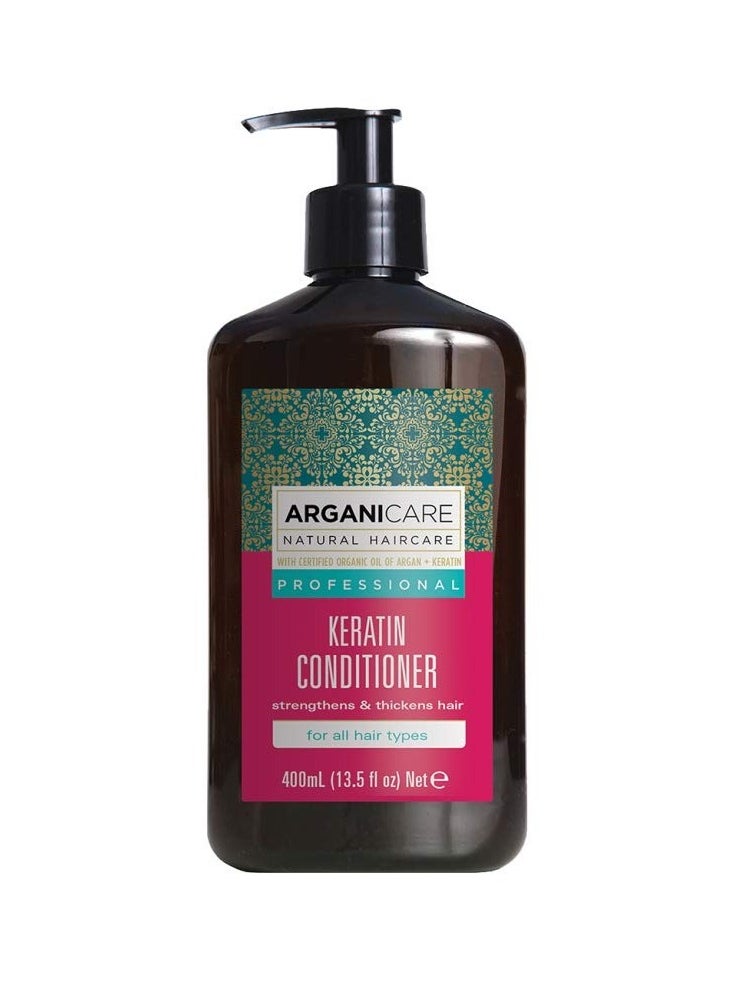Arganicare - Arganicare Keratin Hair Thickening Conditioner for Men & Women - Deep Conditioning Treatment Enriched with Argan Oil, Jojoba Oil & Shea Moisture - Volumizing Conditioner for Damaged Hair | 13.5 fl oz - Image 1