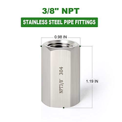 TAISHER 5PCS Forging of 304 Stainless Steel Full Hex Coupling, 3/8-Inch Female Pipe x 3/8-Inch Female Pipe Fitting - Image 4