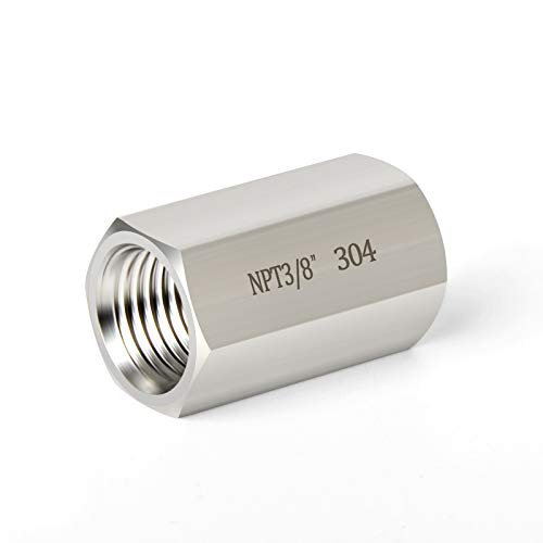 TAISHER 5PCS Forging of 304 Stainless Steel Full Hex Coupling, 3/8-Inch Female Pipe x 3/8-Inch Female Pipe Fitting - Image 2