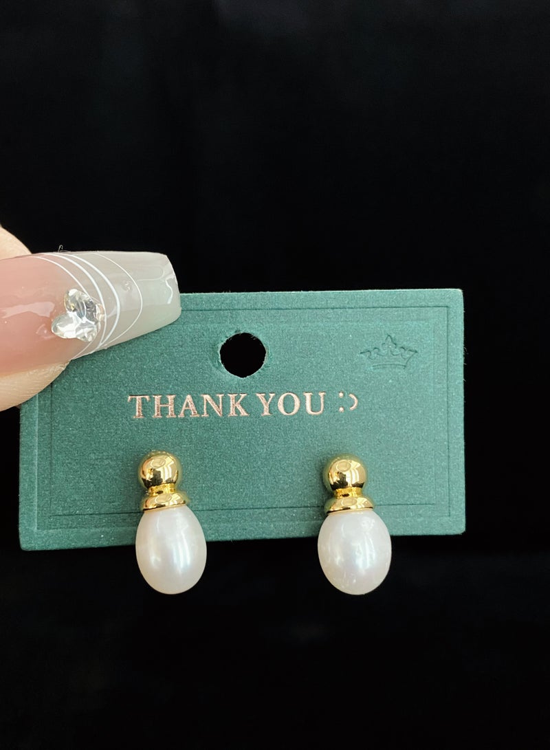 925 Sterling Silver Imitation Pearl Studs Earrings For Women and Girls