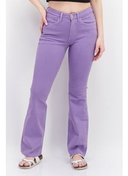 Women Regular Fit Solid Wide Leg Pants, Purple