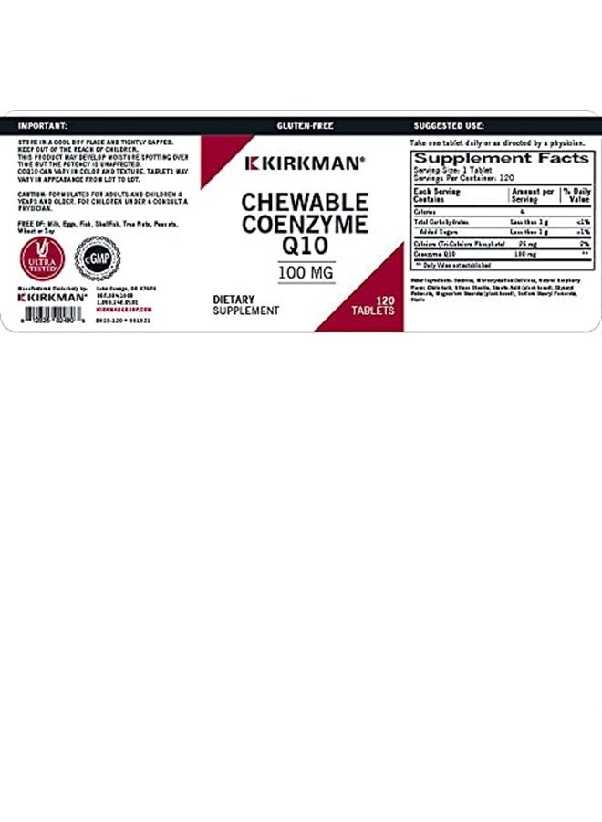 Kirkman Coenzyme Q10 100 mg Chewable Tablets (with Stevia) | 120 Chewable Tablets - Image 3