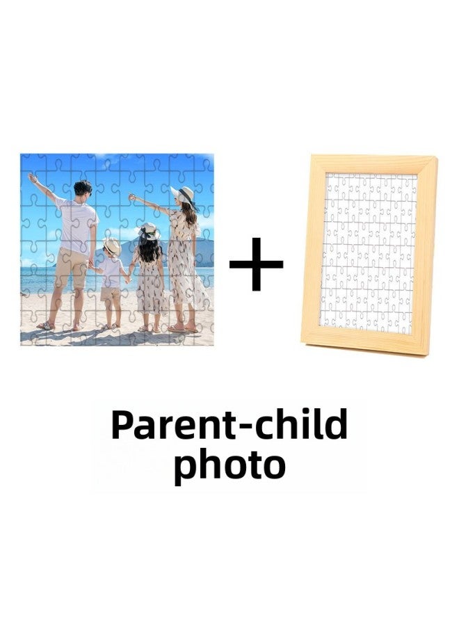 Wooden Puzzle Gift Wooden Photo Frame Couple Photo Gift Custom Color Box 1000 Piece 500 Adult Children's Toy-Color:70 Pieces With Photo Frame + Puzzle Scattered Delivery - Image 3