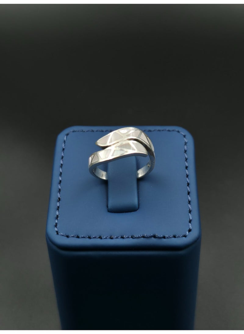 Kanira Premium 925 Sterling Silver Mother of Pearl Geometric Mosaic Ring for Women | Contemporary Openwork Statement Ring | Designer Shell Inlay Jewelry | KANIRA | Size 7 - Image 2