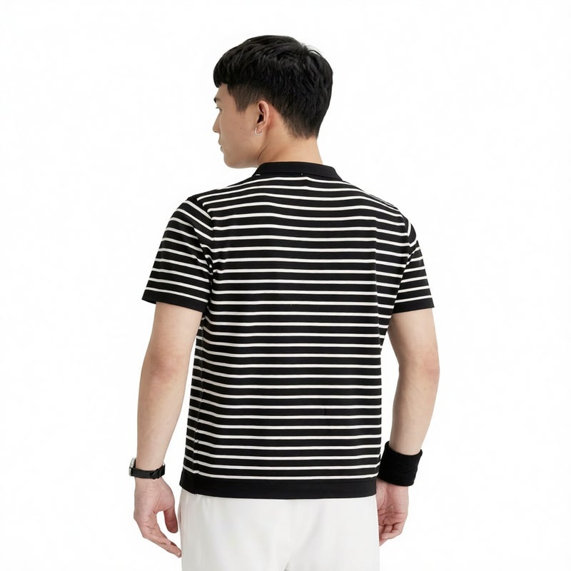 Men's Slim Fit Short Sleeve Knitted Striped Polo Shirt - Image 3