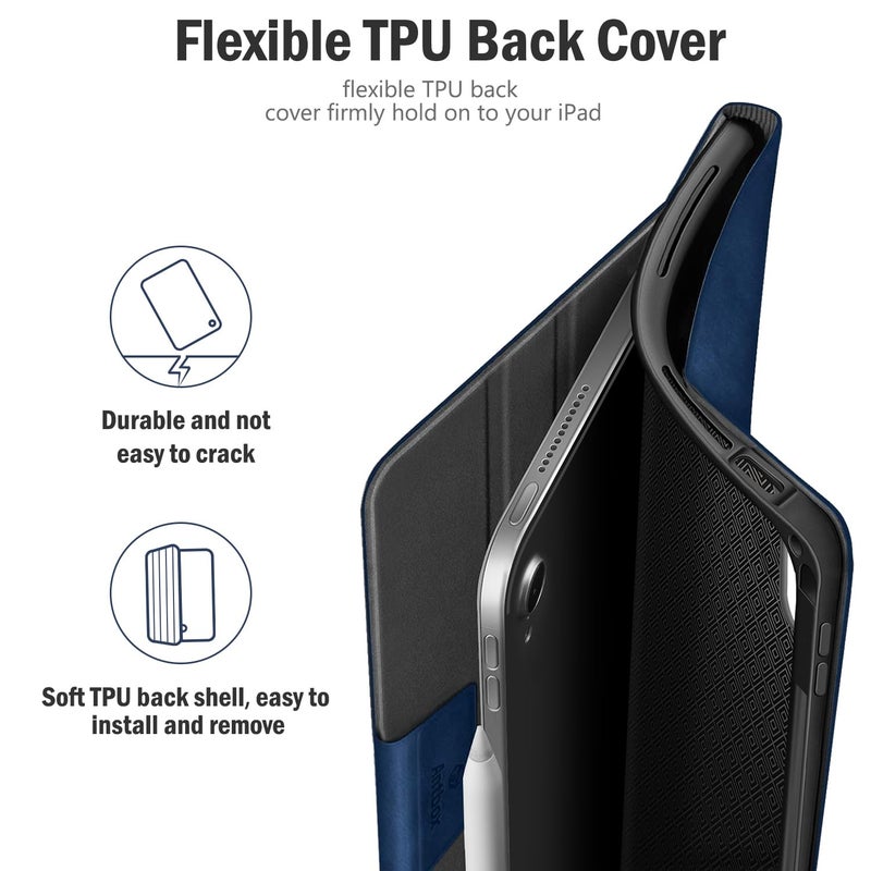 Antbox for iPad Air 13 Inch Case 2026 M4 /2025 M3 /2024 M2, Built-in Pencil Holder, Fully Supports Pencil Pro and Pencil (USB-C), Auto Sleep/Wake Function PU Leather iPad Air 13'' Cover (Blue) - Image 2