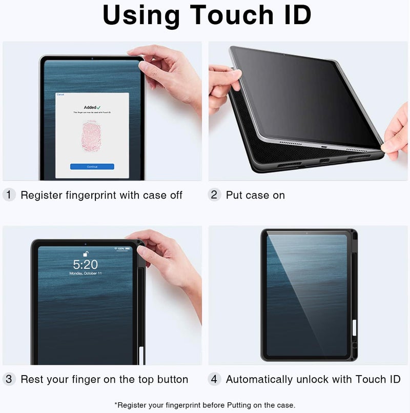 Antbox for iPad Air 13 Inch Case 2026 M4 /2025 M3 /2024 M2, Built-in Pencil Holder, Fully Supports Pencil Pro and Pencil (USB-C), Auto Sleep/Wake Function PU Leather iPad Air 13'' Cover (Blue) - Image 4