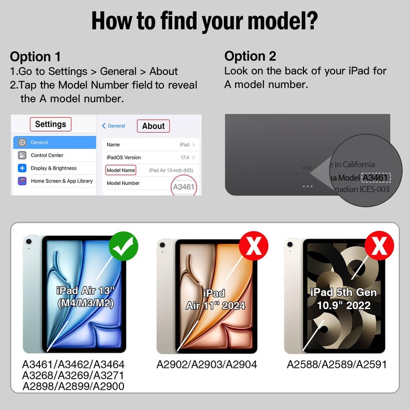 Antbox for iPad Air 13 Inch Case 2026 M4 /2025 M3 /2024 M2, Built-in Pencil Holder, Fully Supports Pencil Pro and Pencil (USB-C), Auto Sleep/Wake Function PU Leather iPad Air 13'' Cover (Blue) - Image 3