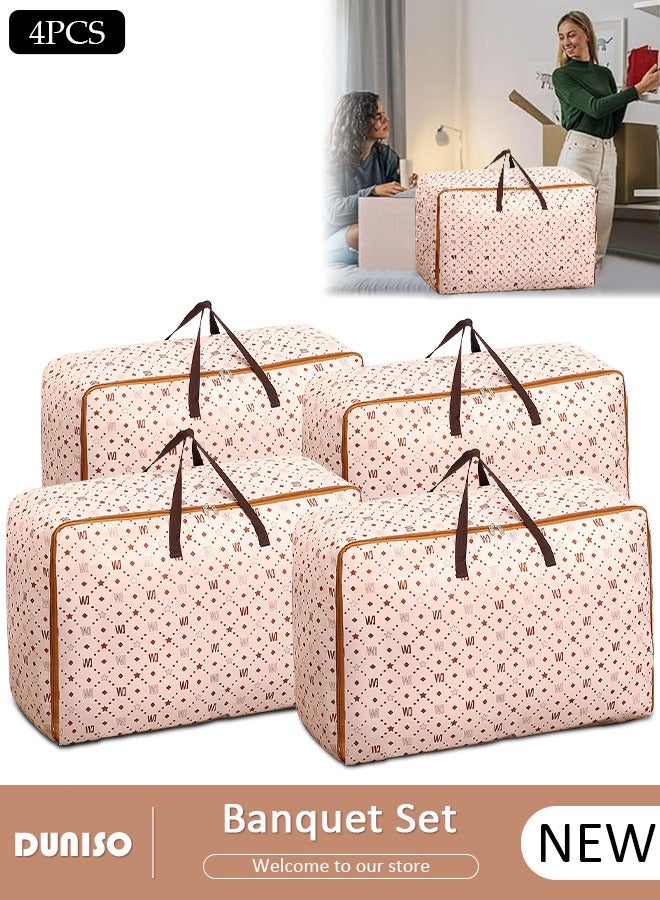 DUNISO 4PCS Large Moving Bags with Strong Zippers & Carrying Handles Storage Bags Storage Totes for Clothes Moving Supplies Space Saving Oversized Storage Bag Organizer for Moving Traveling - Image 1