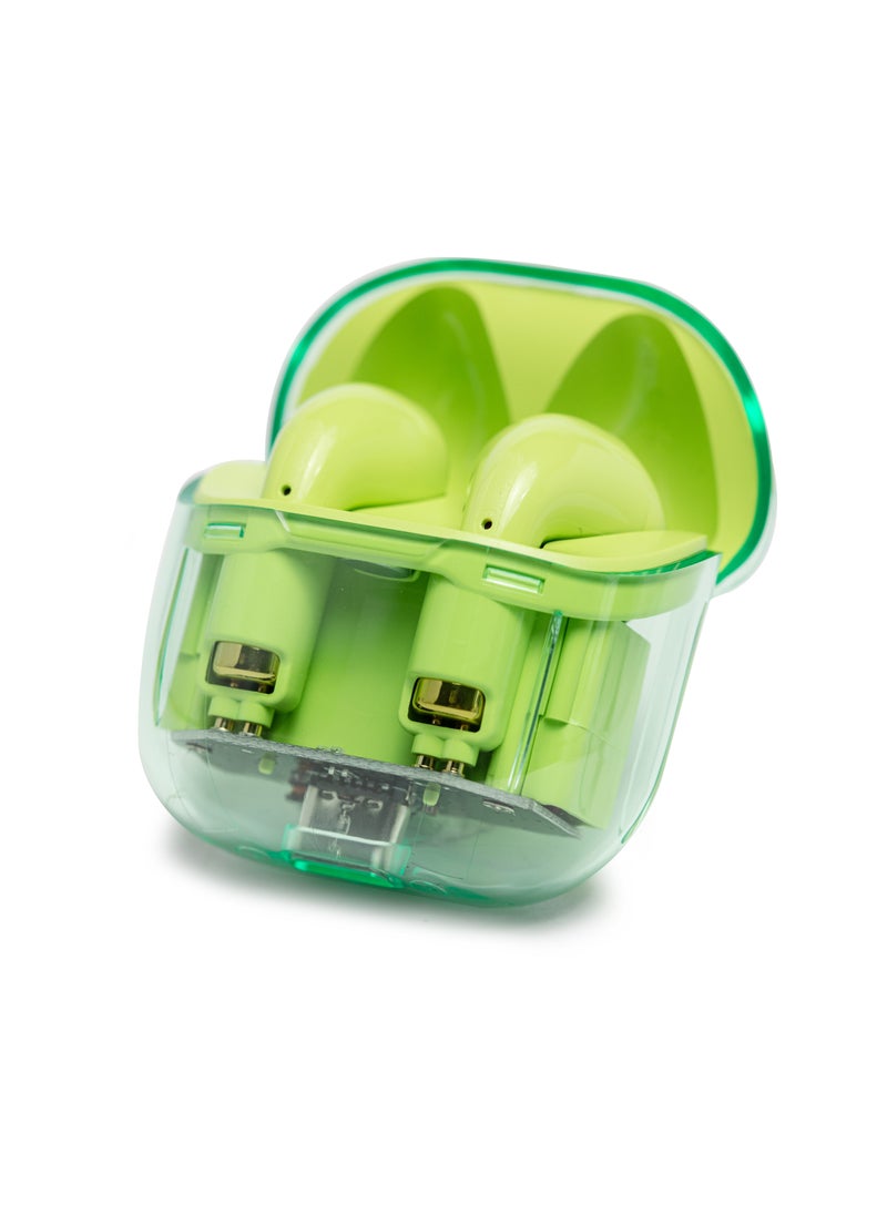 Generic Transparent Bluetooth Headset True Wireless Smart Noise Cancelling Earbuds Sports E-sports Battery Life Green For iPhone, Android  - Image 1