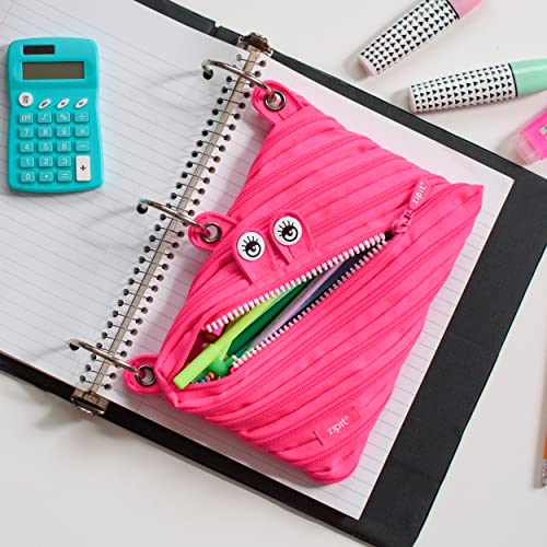 ZIPIT Monster Pencil Case for Girls, Cute 3-Ring Binder Pencil Pouch for Kids and Teens, Stationery Bag for School ,Pink - Image 3