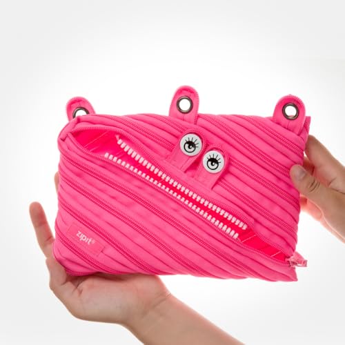 ZIPIT Monster Pencil Case for Girls, Cute 3-Ring Binder Pencil Pouch for Kids and Teens, Stationery Bag for School ,Pink - Image 5