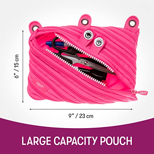 ZIPIT Monster Pencil Case for Girls, Cute 3-Ring Binder Pencil Pouch for Kids and Teens, Stationery Bag for School ,Pink - Image 4
