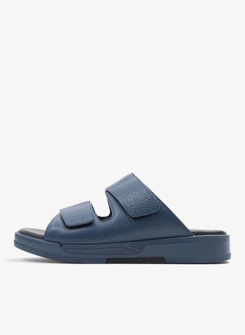 UOMO Cavalier UOMO CAVALIER MEN'S LEATHER SANDALS, COMFORTABLE FOOTBED, SUMMER WEAR, VERSATILE NAVY