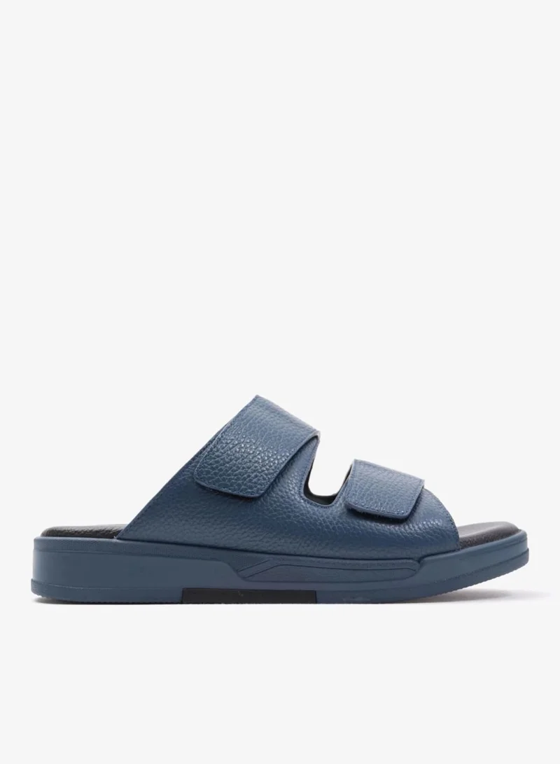 UOMO CAVALIER MEN'S LEATHER SANDALS, COMFORTABLE FOOTBED, SUMMER WEAR, VERSATILE NAVY