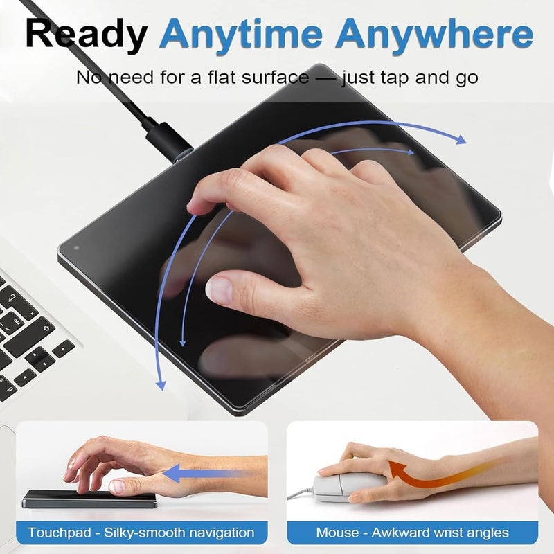 USB Touchpad, Large 5.4 Inch Slim Trackpad with Multi-Touch Gestures and Aluminum Alloy Base, Compatible with 11 10 and OS - Image 4