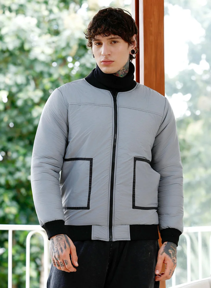 كامبوس سوترا جاكيت رجالي مبطن بقبة بيسبول وأكمام مضلعة