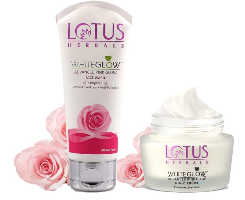LOTUS HERBALS Lotus Herbals Purglow Advanced Pink Glow Night Cream50g Pink Glow Face Wash100g Set of 2 - Image 1