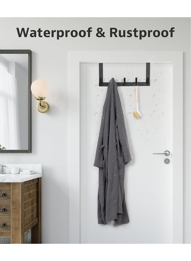 Hihonor Over The Door Hooks Hanger with 11" Extended Arms, 7 Hook Door Hanger Rack, Fit 1 3/8" Door, Tool-Free Assembly Required, Thickened Bathroom Accessories and Towel Rack Organizer Holder - Matte Black  - Image 5