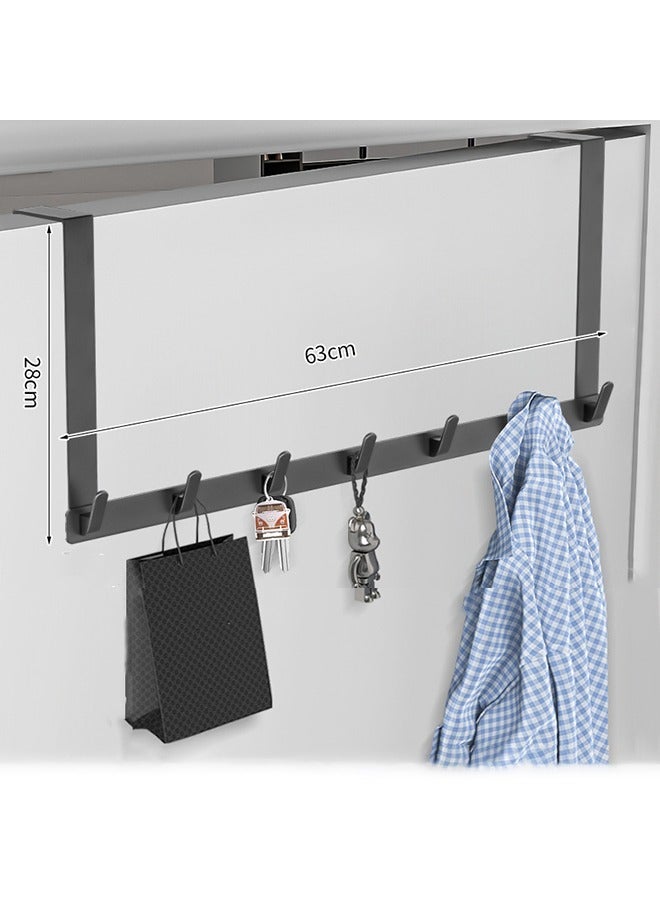 Hihonor Over The Door Hooks Hanger with 11" Extended Arms, 7 Hook Door Hanger Rack, Fit 1 3/8" Door, Tool-Free Assembly Required, Thickened Bathroom Accessories and Towel Rack Organizer Holder - Matte Black  - Image 1