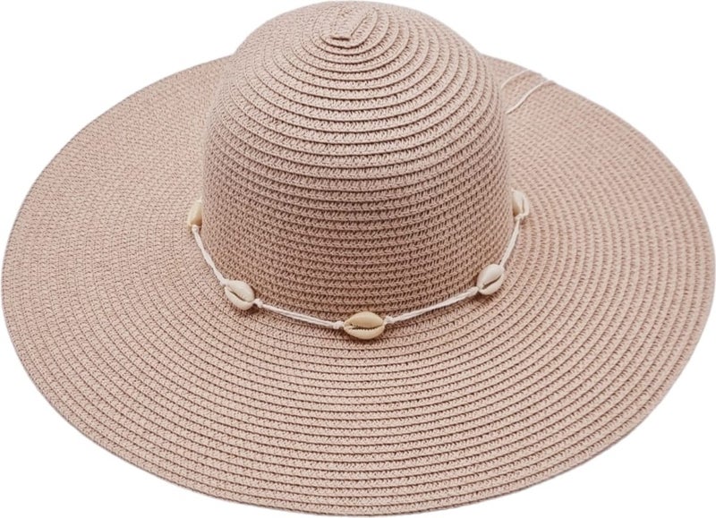 Women's Wide Brim Summer Straw Hat with Starfish Detail
