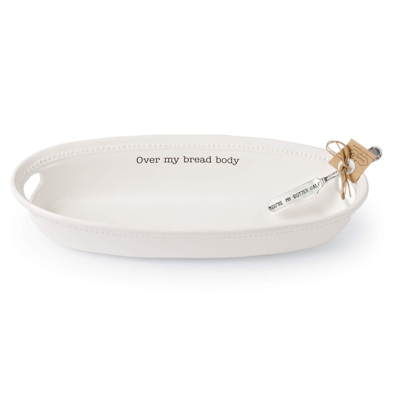 Mud Pie Farmhouse Inspired Serving Bowl Body Bread Basket Set, One size, White - Image 2