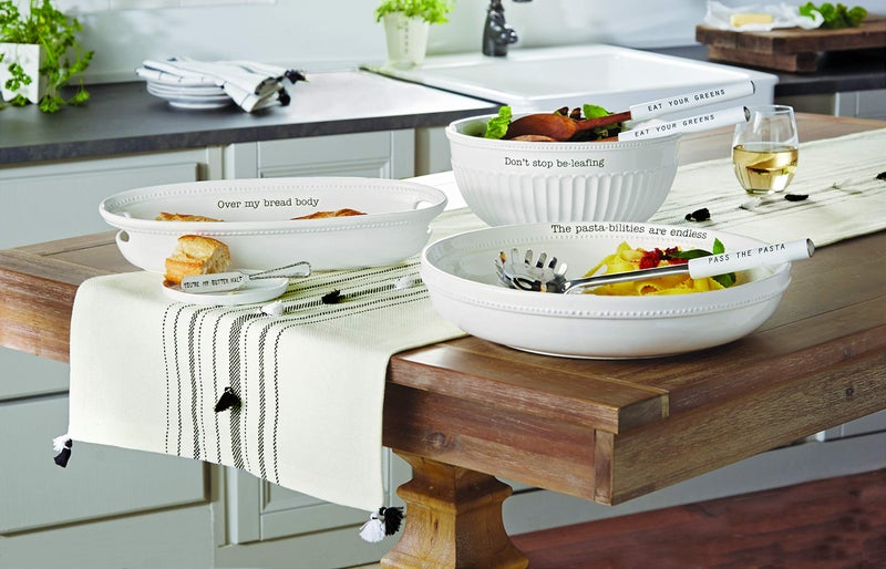 Mud Pie Farmhouse Inspired Serving Bowl Body Bread Basket Set, One size, White - Image 4