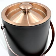 finality Double Walled Stainless Steel Copper with Black Ice Bucket with Lid and Ice Tong 175 Liter Keeps Ice Cold for 6 h Great Bar Tools for Home bar Accessories Mini bar Wine - Image 4