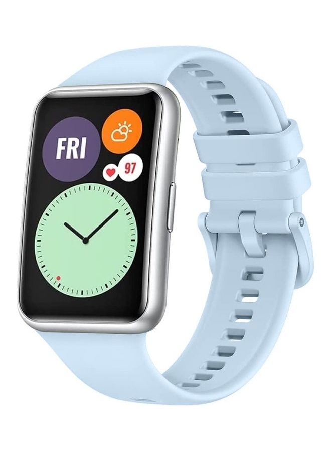 Loquat Adjustable Silicone Sport Watch Bands Replacement Wristband Compatible With Huawei Watch Fit 2 Light Blue - Image 1