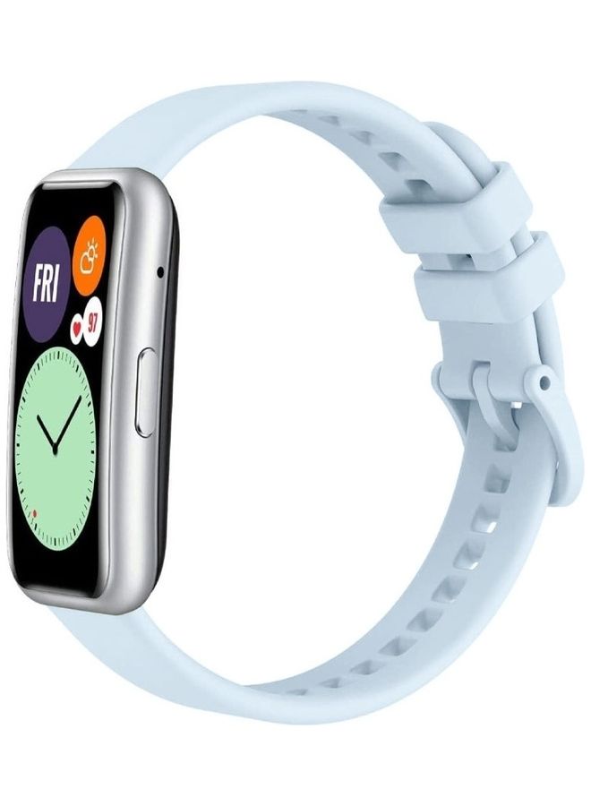 Loquat Adjustable Silicone Sport Watch Bands Replacement Wristband Compatible With Huawei Watch Fit 2 Light Blue - Image 4