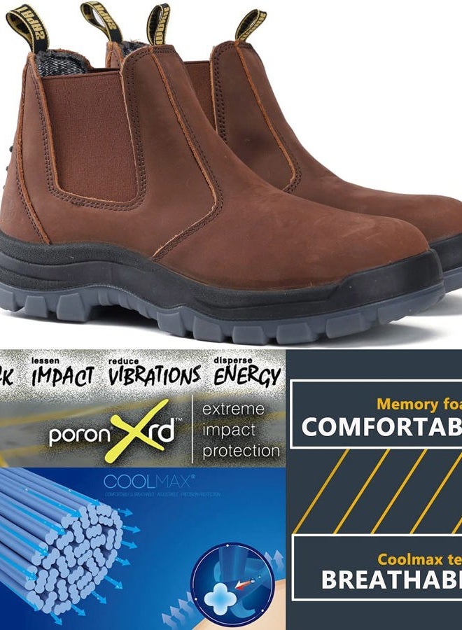 DIIG Work Boots for Men, Soft Toe Waterproof Working Boots, Slip Resistant Anti-Static Slip-on Safety Working Shoes 8 9 10 11 12 13 (CRZ/802EE, 11.5) - Image 4
