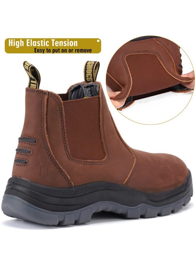 DIIG Work Boots for Men, Soft Toe Waterproof Working Boots, Slip Resistant Anti-Static Slip-on Safety Working Shoes 8 9 10 11 12 13 (CRZ/802EE, 11.5) - Image 5