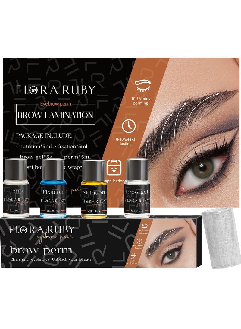 FLORA RUBY Brow Lamination Kit, DIY Eyebrow Lamination Kit At Home, Professional Result 6-8 Weeks Long Lasting, Instant Lift for Fuller Thicker Brows, صبغة حواجب - Image 1