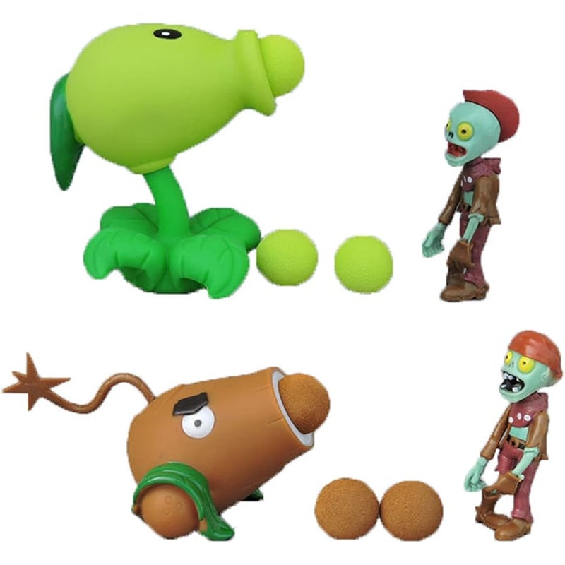 4 PCS Plants PVZ Toys Action Figures Zombies Toys Mini PVZ Set 1 2 Series Great Gifts for Kids and Fans, Birthday and  Party