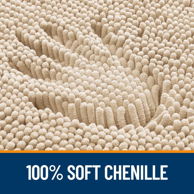 OLANLY Bathroom Rugs 59x20, Extra Soft Absorbent Chenille Bath Rugs, Rubber Backing Quick Dry, Machine Washable Bath Mats for Bathroom Floor, Tub and Shower, Home Decor Accessories, Beige - Image 3
