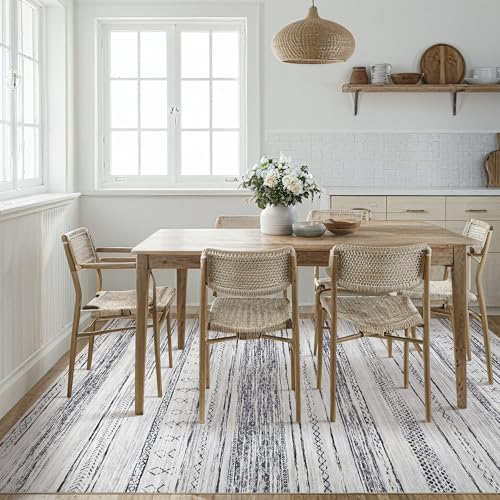 Tortania Area Rug Living Room Rugs - 5x7 Washable Large Soft Neutral Boho Moroccan Bohemian Farmhouse Rug Indoor Floor Carpet for Bedroom Under Dining Table Home Office Decor - Grey - Image 3