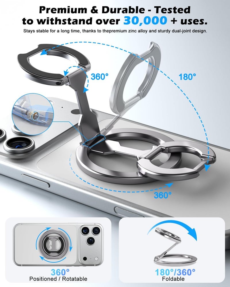 CloudValley for Magsafe Phone Grip Holder - Adjustable Dual-Sided Magnetic Finger Ring Stand 4-in-1, Compatible with iPhone 17/16-12 & MagSafe Car Mounts - Image 4