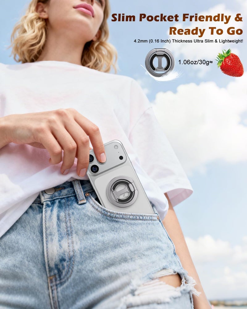 CloudValley for Magsafe Phone Grip Holder - Adjustable Dual-Sided Magnetic Finger Ring Stand 4-in-1, Compatible with iPhone 17/16-12 & MagSafe Car Mounts - Image 2
