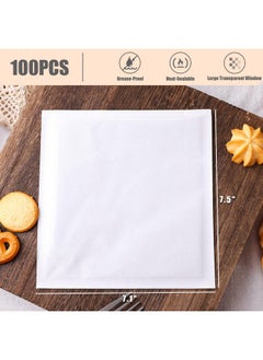 Johouse 100Pcs Heat-Sealable Bakery Bags With Window, Grease-Proof To Go Donut Bags Flat Kraft Paper Bags For Packaging Baked Goods Cookie Cake Bread Sandwich Donut White  - Image 2