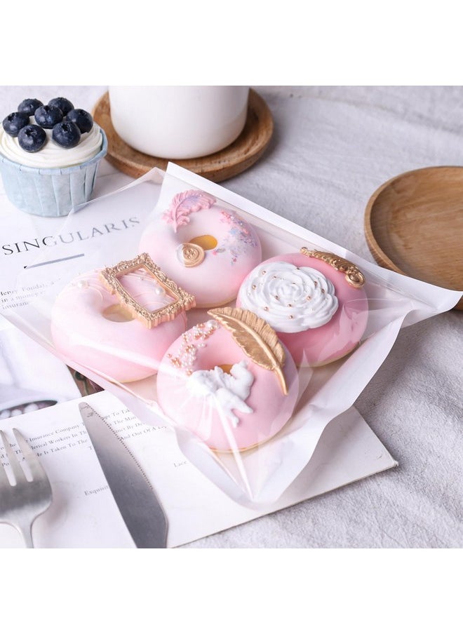 Johouse 100Pcs Heat-Sealable Bakery Bags With Window, Grease-Proof To Go Donut Bags Flat Kraft Paper Bags For Packaging Baked Goods Cookie Cake Bread Sandwich Donut White  - Image 5