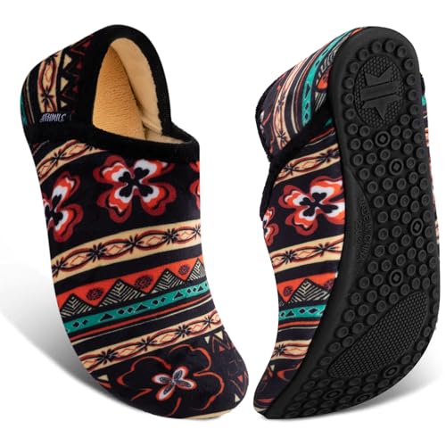 ATHMILE House Slippers for Women Men Indoor Barefoot Slippers Socks Furry Slip on House Shoes Cozy Comfy for Home Bedroom Travel Yoga Women 6.5-7.5 Brown Boho - Image 5