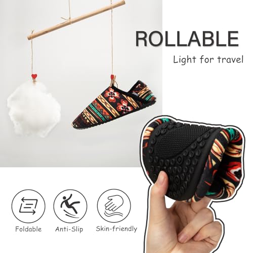 ATHMILE House Slippers for Women Men Indoor Barefoot Slippers Socks Furry Slip on House Shoes Cozy Comfy for Home Bedroom Travel Yoga Women 6.5-7.5 Brown Boho - Image 4