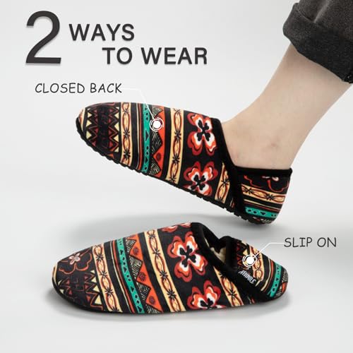 ATHMILE House Slippers for Women Men Indoor Barefoot Slippers Socks Furry Slip on House Shoes Cozy Comfy for Home Bedroom Travel Yoga Women 6.5-7.5 Brown Boho - Image 2